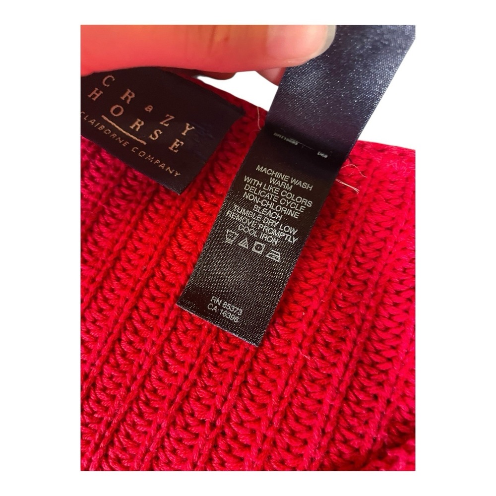 Women's Crazy Horse Liz Claiborne 100% Cotton Sweater Red Size Large - Picture 5 of 5